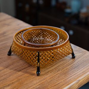 <b>Bamboo</b> Woven Storage Baskets Round For Fruit Tea Snacks Living Room Use Standing Type - Product Image 3