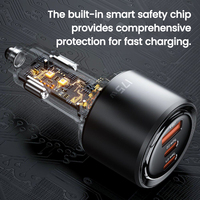 Chargeur de voiture 175W en gros avec chargeur de voiture 3-en-1, lumière LED, charge rapide, adaptateur USB C DC pour téléphone, tablette, chargeurs de voiture Type C