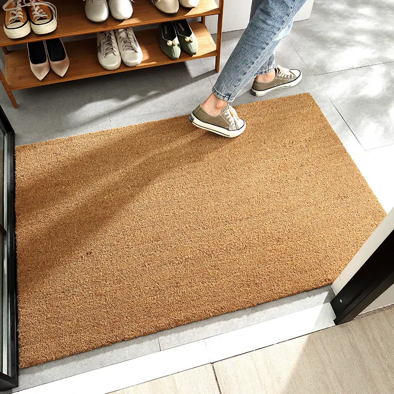 Tapis de porte d'entrée 100% en Fiber de coco, 1 pièce, personnalisé, en fibres de coco, avec support antidérapant