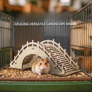 Ours d'or petit meuble de <span class=keywords><strong>cage</strong></span> pour animaux de compagnie avec échelle en bois décoratif <span class=keywords><strong>Hamster</strong></span> tour accessoires d'escalade motif solide jouets de couinement - Product Image 2