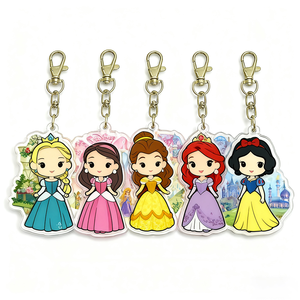 Llaveros de acrílico personalizados con princesas encantadoras en vestidos elegantes para amantes de la fantasía y coleccionistas - Product Image 1