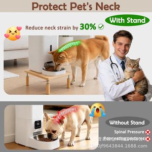 Comedero Ajustable de Madera para Mascotas con Tazón, Base de Alimentación Automática para Perros y Gatos, Soporte de Almacenamiento, Diseño Moderno - Product Image 5