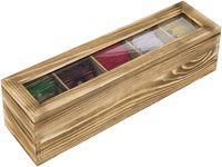 Boîte de rangement de thé en bois blond torsadé à 5 compartiments, couvercle transparent supports de café, capsules et sachets de thé
