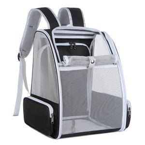 时尚多功能宠物包大容量夏季透气猫背包手提包带拉链封口实心图案 - Product Image 2