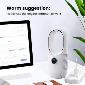 Ventilateur de bureau sans pales blanc, alimenté par USB, portable, 3 vitesses, commande tactile, moteur DC sans balais - Product Image 2