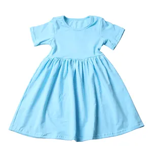 2024 Boutique nouvelle mode enfants robe filles à manches courtes robe confortable tissu enfant en bas âge coton princesse fête fille robe