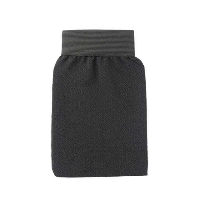 Black Exfoliating Bath Mitt with Medium Sand, Single Layer, Double-Sided Massage for Back Scrubbing and Bathing