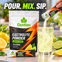 Poudre d'électrolytes Citron-Lime, 20 sachets, Emballage imprimé personnalisé avec motif éclair, Personnalisation de marque pour la vente au détail, Boisson sportive