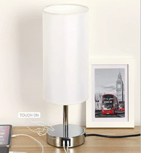Vendita in fabbrica porte usb touch control in ferro dimmerabile <span class=keywords><strong>paralume</strong></span> in tessuto di base accanto alla lampada da tavolo per camera da letto comodino - Product Image 4