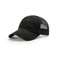 Gorra trucker de malla estilo Richardson 111P con camuflaje sublimado y parche de cuero, gorra Richardson bordada, gorra trucker de malla personalizada
