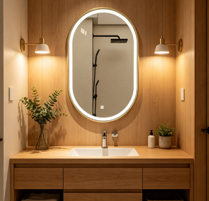 Oval Frameless LED Bath Mirror Backlit <b>Lighted</b> Vanity Mirror Dimmable <b>Wall</b> Hanging for Hotel Bathroom - Product Image 6