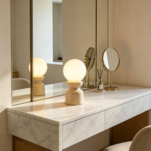 Lámpara de Mesa Minimalista Wabi Sabi, Lámpara Decorativa de Travertino para el Hogar, Sala de Estar, Dormitorio, Estudio, Hotel - Product Image 4
