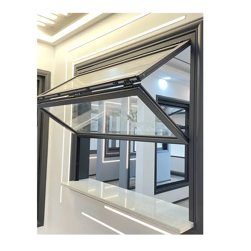 Alüminyum alaşımlı çift cam sürgülü pencere panoramik çerçevesiz yukarı ve aşağı katlanır pencere özelleştirilebilir