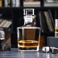Decantador de Cristal al por Mayor con Tapón de Silicona de 750ml, Estilo Clásico para Whisky, Vino, Brandy y Bourbon