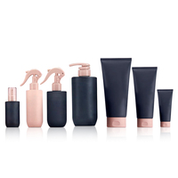 Ensemble de bouteilles PET givrées mates de 500 ml pour shampoing, emballage personnalisé avec tube de traitement et vaporisateur d'eau capillaire de 200 ml
