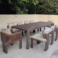 Table d'extérieur de style américain Table de salle à manger rectangulaire à 8 places Table de salle à manger et chaises de patio en aluminium Ensemble de salle à manger