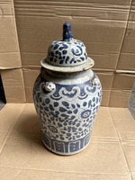 Grand Pot Chinois à Gingembre Couvert Bleu et Blanc Foo Dog Pots Anciens Bleu et Blanc Pot Pourri et Pots Céramique Chinoise