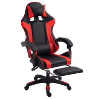 Chaise de jeu ergonomique en cuir avec repose-pieds, massage rafraîchissant et base pivotante