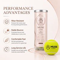 Balle de tennis Nodex MUSE, dernière version, extra résistante, en feutre et caoutchouc naturel, noyau pressurisé, rebond élevé, logo OEM, certification ITF.