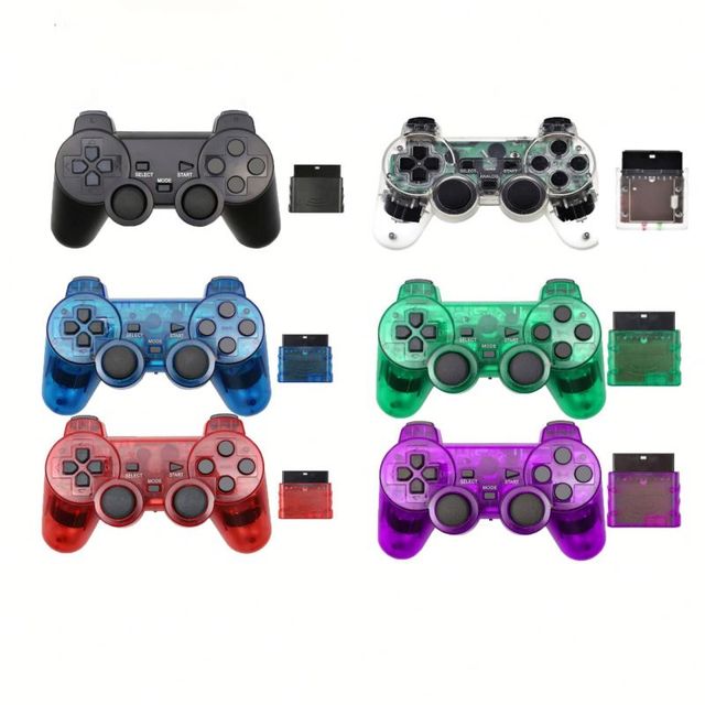 New 2.4G Wireless Game Controller for PS2 Double Vibration Transparent Snowflake Joystick Gamepad