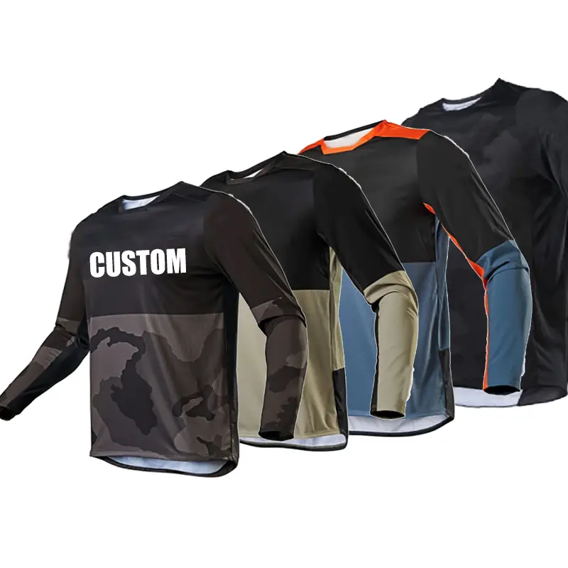 Camisa de corrida de motocicleta personalizada, mais nova venda de camisa de manga comprida durável para mountain bike e motocross