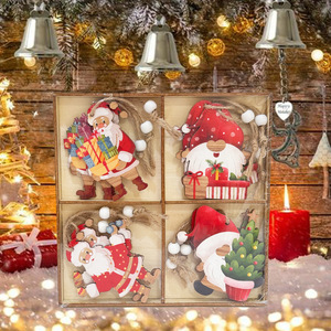 12 piezas en una caja, nuevas decoraciones navideñas y de Halloween, colgantes de madera de Papá Noel, decoraciones navideñas - Product Image 1