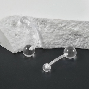 Acrylique clair 7 pièces <span class=keywords><strong>nombril</strong></span> anneaux de <span class=keywords><strong>nombril</strong></span> femmes enceintes bijoux de corps flexibles haltère fil externe motif de cloche de mariage - Product Image 3
