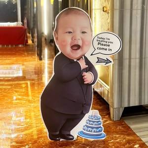 Panneau de bienvenue en forme de humanoïde pour la première fête d'anniversaire de bébé, fond de scène pour la célébration du centième jour ou de la pleine lune, 100D - Product Image 1