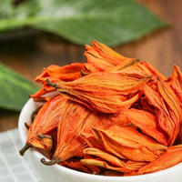 Bunga Lily Kering Oranye Cerah, Bunga Utuh yang Dapat Dimakan untuk Teh, Grosir dalam Jumlah Besar