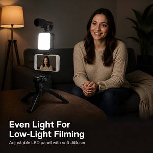 Kit vidéo AY-49 pour débutants en vlogging, smartphone, lumière LED, microphone, trépied, mains libres, blog, YouTube, caméra, kit de vlogging de voyage - Product Image 3