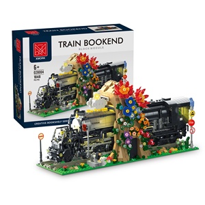 Set blok bangunan baru: Dekorasi berdiri buku kereta anak laki-laki besar (Edisi Ringan) Dekorasi mainan blok bangunan - Product Image 4
