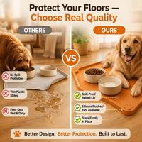 Tapis d'alimentation pour animaux de compagnie en silicone et PVC, taille personnalisée, anti-déversement, rebord surélevé, antidérapant, imperméable, pour gamelles de chien et de chat, OEM ODM 	 117