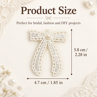 Applique en dentelle blanche avec nœud, perles et paillettes, patch brodé fait main pour cheveux, chaussures, chapeaux, sacs, mariages et projets DIY