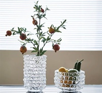 Vase de table en verre transparent hydroponique fait main RYLAVA, design moderne avec prismes triangulaires brillants et épines, idéal pour la décoration de mariage et de la maison
