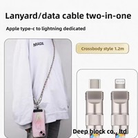 Cable de Datos de Carga Rápida con Cordón para Teléfono Móvil, Dos en Uno, Trenzado de PVC, Antipérdida, PD60W/PVC para 15/14