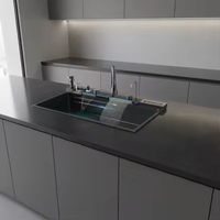 Homedec Nouveauté Évier de cuisine multifonctionnel en acier inoxydable 304 de grande taille avec robinet carré exclusif pour restaurants