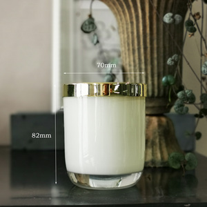 6oz 10oz 12oz vide fond rond brillant crème <span class=keywords><strong>blanche</strong></span> <span class=keywords><strong>bougie</strong></span> en verre de luxe <span class=keywords><strong>bougie</strong></span> avec couvercle en métal or rose - Product Image 2