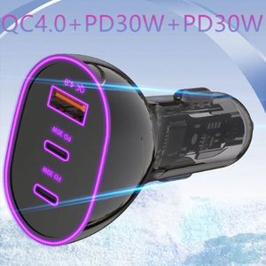 ที่ชาร์จไฟในรถความเร็วสูง30W แบบคู่ Qc4.0อะแดปเตอร์ที่จุดบุหรี่ LED 3พอร์ต85W สำหรับโทรศัพท์มือถือ - Product Image 3