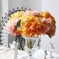 Fleur artificielle d'hortensia en soie haut de gamme, effet vieilli et bords brûlés, couleur peinture à l'huile corail, pour décoration intérieure et mariage