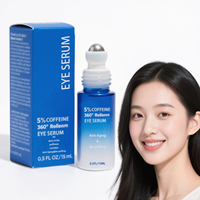 Sérum Contour des Yeux Anti-rides à 5% de Caféine, Crème Roller Yeux Bille Massage 360, Cernes, Poches, Hydratant Réducteur de Rides