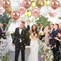 Ballons Confettis Or Rose, 50 Packs, 10 Pouces, Ballons Métalliques Chrome Or pour Fête, avec Ruban, pour Filles, Mariage, Anniversaire, Mariage Nuptial