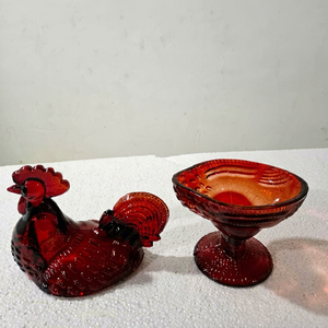 Round Glass <b>Candle</b> Jars With Lid <b>Red</b> Hen Home Decoration Artistic Design - Product Image 1