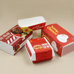 Logo kustom grosir kotak kemasan mewah makanan ringan kentang goreng chip Burger ayam kotak kemasan kertas Kraft