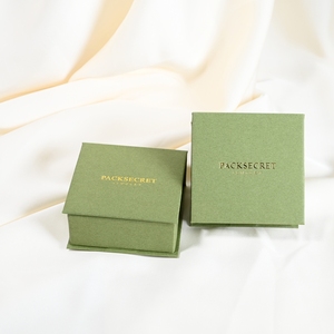 PackSecret Wholesale Custom Gold Logo <b>Book</b> Style Magnetic Jewelry <b>Box</b> Green Square Luxury Carton Packaging for Necklaces - Product Image 5