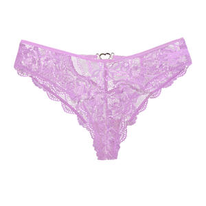 Vente en gros, anneau Sexy pour femmes, maille transparente, broderie florale au dos, bordure croisée, sous-vêtements pour femmes, culottes pour dames - Product Image 5