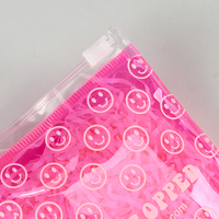 Mini pochette à bijoux en plastique PVC avec logo en feuille d'or personnalisé emballage de bijoux cosmétiques sac à fermeture éclair pour bijoux avec strass