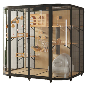 Villa de Madera Sólida de Múltiples Niveles con Vidrio Transparente de Fácil Limpieza Diaria y Curvado Templado para Apartamentos Pequeños - Product Image 1