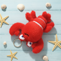 12cm moelleux crabe peluche jouet homard porte-clés sac décoration porte-clés peluche animaux de mer jouets Thanksgiving jour unisexe Promotion