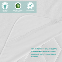 Ensemble de draps imperméables d'hôtel respirants unis avec housse de matelas respirante en tissu éponge 100% coton