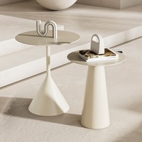 Meubles de salon Table d'appoint basse ronde Tables d'appoint noires Petite table basse Lot de 2